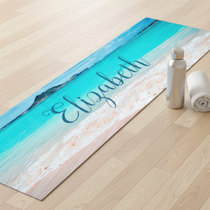 Tropical Hawaii Turquoise Ocean Beach Personalised Yoga Mat