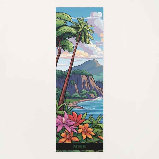 Tropical Hawaiian Beach Scene Yoga Mat (Front)