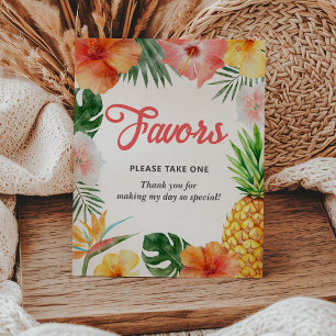 Tropical Hawaiian Birthday Party Favors Sign