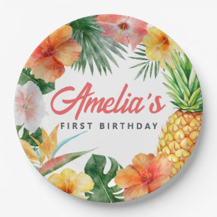 Tropical Hawaiian Birthday Party Paper Plates