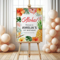 Tropical Hawaiian Birthday Party Welcome Sign