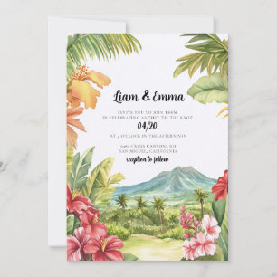 Tropical Hawaiian Destination Hibiscus Wedding Invitation