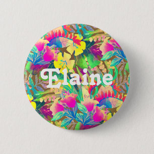 Tropical Hawaiian floral and foliage colourful 6 Cm Round Badge