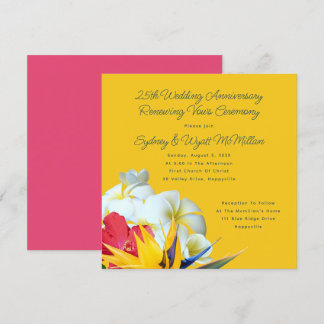 Tropical Hawaiian Floral Anniversary Vows Invitati Invitation