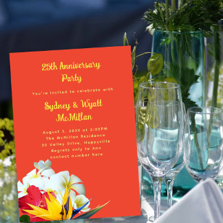 Tropical Hawaiian Floral Anniversary Vows Invitation