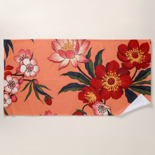 “Tropical Hawaiian Floral  Beach Towel