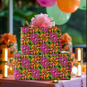 Tropical Hawaiian Floral Bohemian Aloha  Wrapping Paper