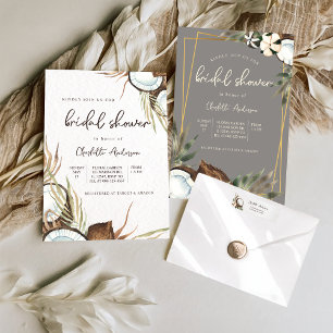 Tropical Hawaiian Floral & Coconut Bridal Shower Invitation