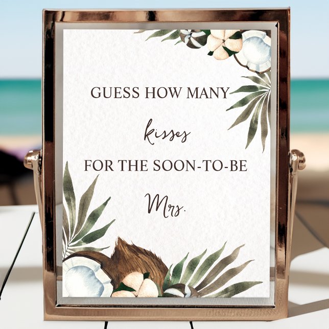 Tropical Hawaiian Floral & Coconut Bridal Shower Poster (Creator Uploaded)