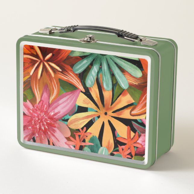 tropical/Hawaiian/floral/flower Metal Lunch Box (Front)