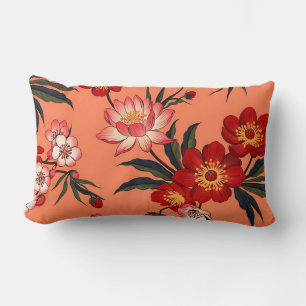 Tropical Hawaiian Floral Pattern Lumbar Cushion