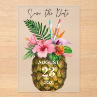 Tropical Hawaiian Floral & Pineapple Save the Date