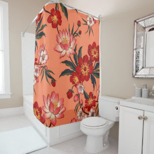 “Tropical Hawaiian Floral Shower Curtain