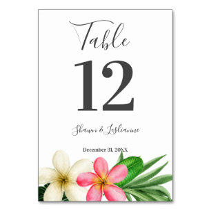 Tropical Hawaiian Floral Table Number