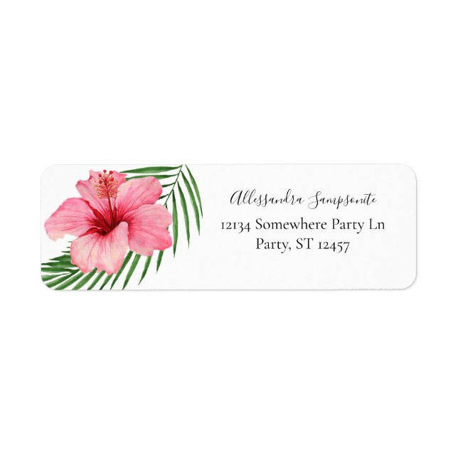 Tropical Hawaiian Floral White Return Address Label (Front)