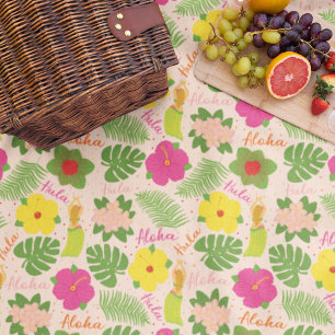 Tropical Hawaiian Flower Aloha Hula Woman Fleece Blanket