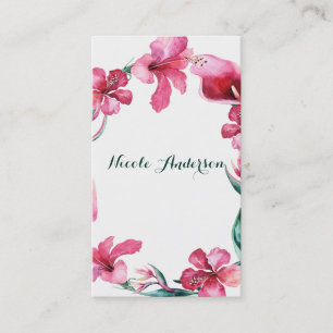 Tropical Hawaiian Flowers Elegant Chic Hibiscus Business Card