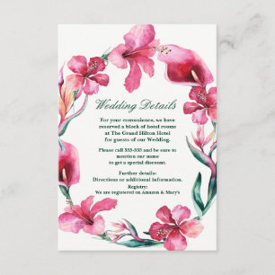 Tropical Hawaiian Flowers Elegant Wedding Details Enclosure Card