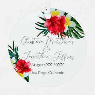 Tropical Hawaiian Flowers Elegant Wedding on White Metal Tree Decoration