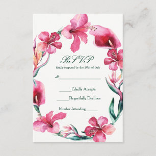 Tropical Hawaiian Flowers Elegant Wedding RSVP