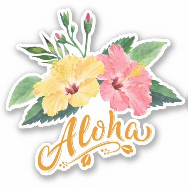 Tropical Hawaiian Flowers Hibiscus Decal Sticker  (Front)