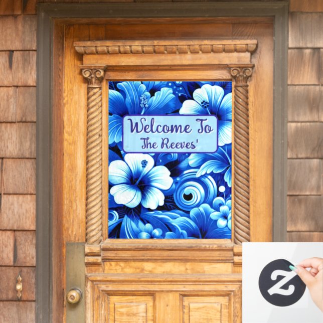 Tropical Hawaiian Flowers Hibiscus Personalised (Home Door)