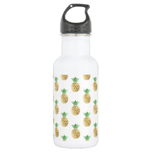 Tropical Hawaiian Gold Foil Pineapple Pattern 532 Ml Water Bottle