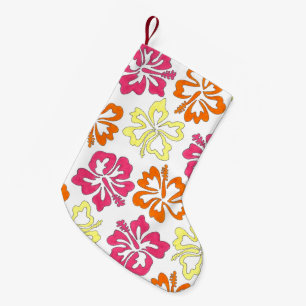 Tropical Hawaiian Hibiscus Flowers Floral Luau Small Christmas Stocking