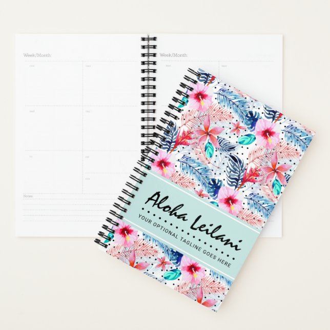 Tropical Hawaiian Hibiscus & Palm Leaf Watercolor Planner (Display)