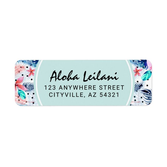 Tropical Hawaiian Hibiscus & Palm Return Address Label (Front)