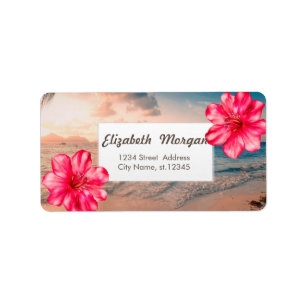 Tropical Hawaiian Hibiscus, Sea Label
