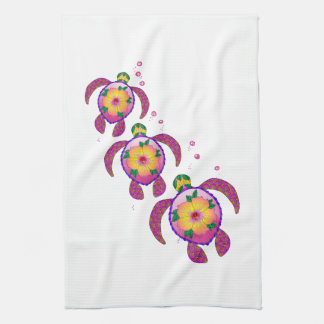 Tropical Hawaiian Honu Turtles Tea Towel