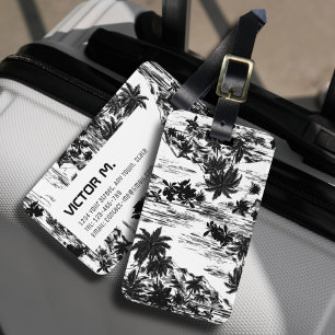 Tropical Hawaiian Island Black White Personalized Luggage Tag