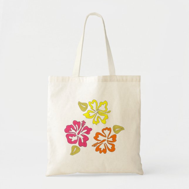 Tropical Hawaiian Island Hibiscus Flower Pink Tote Bag (Front)