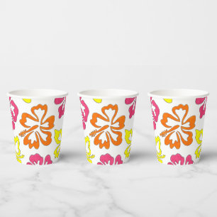 Tropical Hawaiian Island Hibiscus Flowers Floral Paper Cups