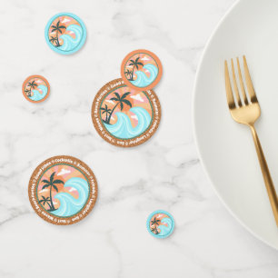 Tropical Hawaiian Island Palm Trees On Faux Cork Confetti