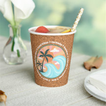 Tropical Hawaiian Island Palm Trees On Faux Cork
