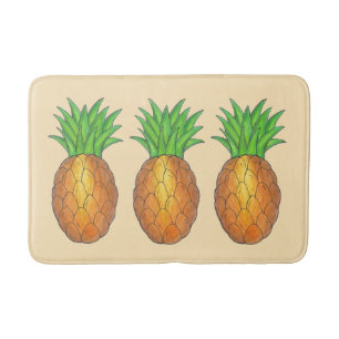 Tropical Hawaiian Island Pineapple Beach Print Bath Mat
