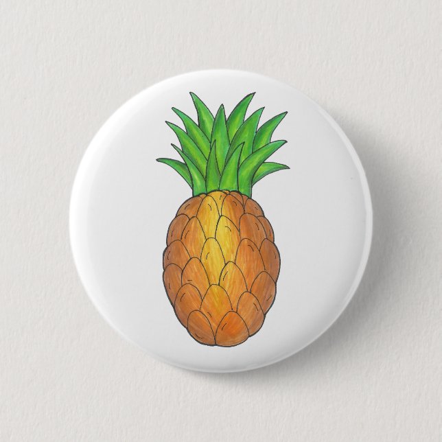Tropical Hawaiian Island Pineapple Fruit Hawaii 6 Cm Round Badge (Front)