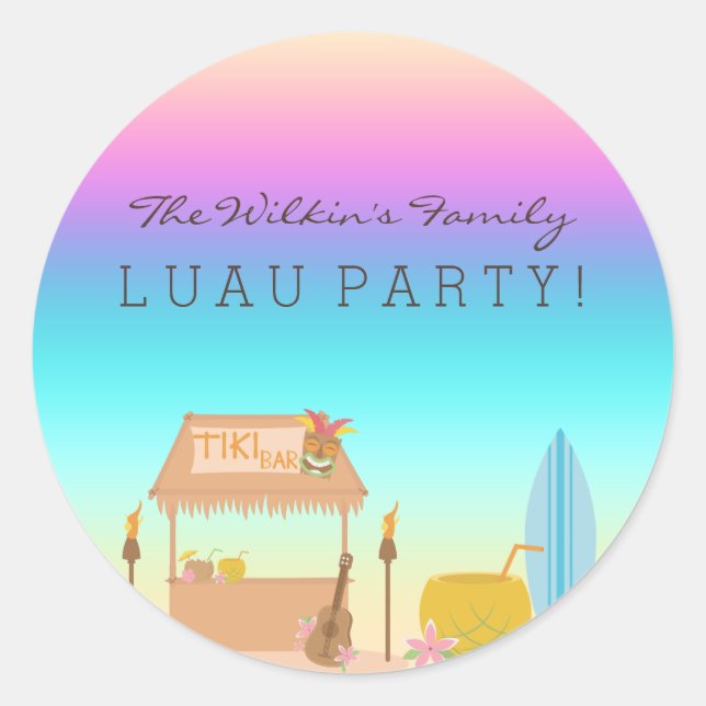 Tropical Hawaiian Luau Sticker (Front)