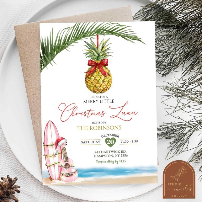 Tropical Hawaiian Merry Little Christmas Luau Invitation (Creator Uploaded)