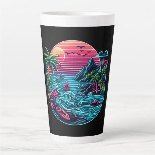 Tropical/Hawaiian neon beach Latte Mug