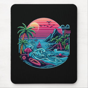 Tropical/Hawaiian neon beach Mouse Pad