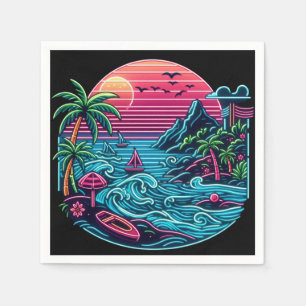 Tropical/Hawaiian neon beach Napkin