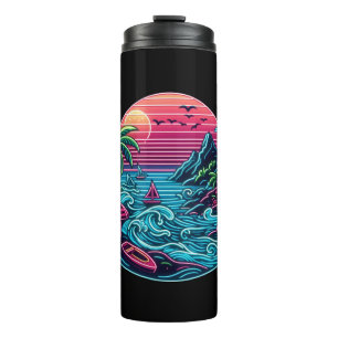 Tropical/Hawaiian neon beach Thermal Tumbler