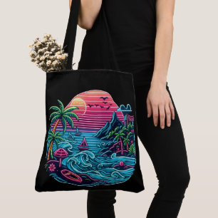 Tropical/Hawaiian neon beach Tote Bag
