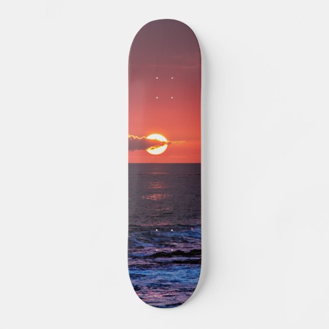 Tropical Hawaiian Ocean Sunset Background - Hawaii Skateboard (Front)