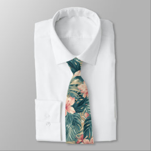 Tropical Hawaiian Palms Floral summer pattern Tie