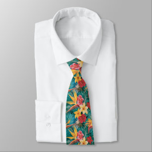 Tropical Hawaiian Palms Floral summer pattern Tie