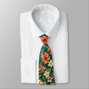 Tropical Hawaiian Palms Floral summer pattern Tie